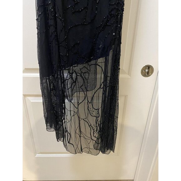 Cache Vintage Dress Womens Medium Black Beaded One Shoulder Asymmetrical Formal - Picture 5 of 7